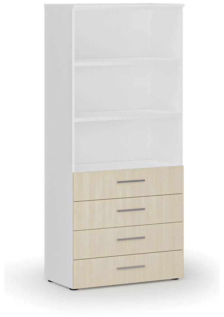 Kancelárska skriňa so zásuvkami PRIMO WHITE, 1781 x 800 x 420 mm, biela/čerešňa