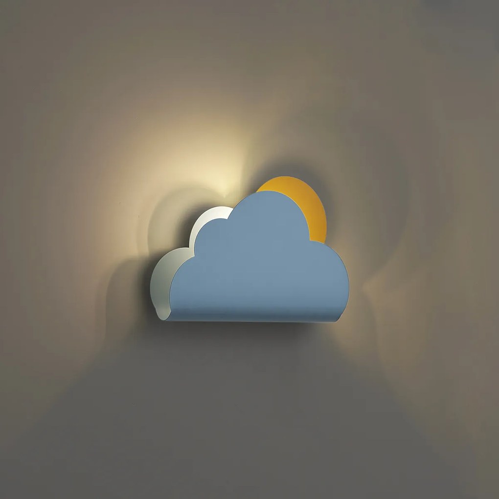 Detská nástenná lampa Modrý oblak so slnkom - Cloudy