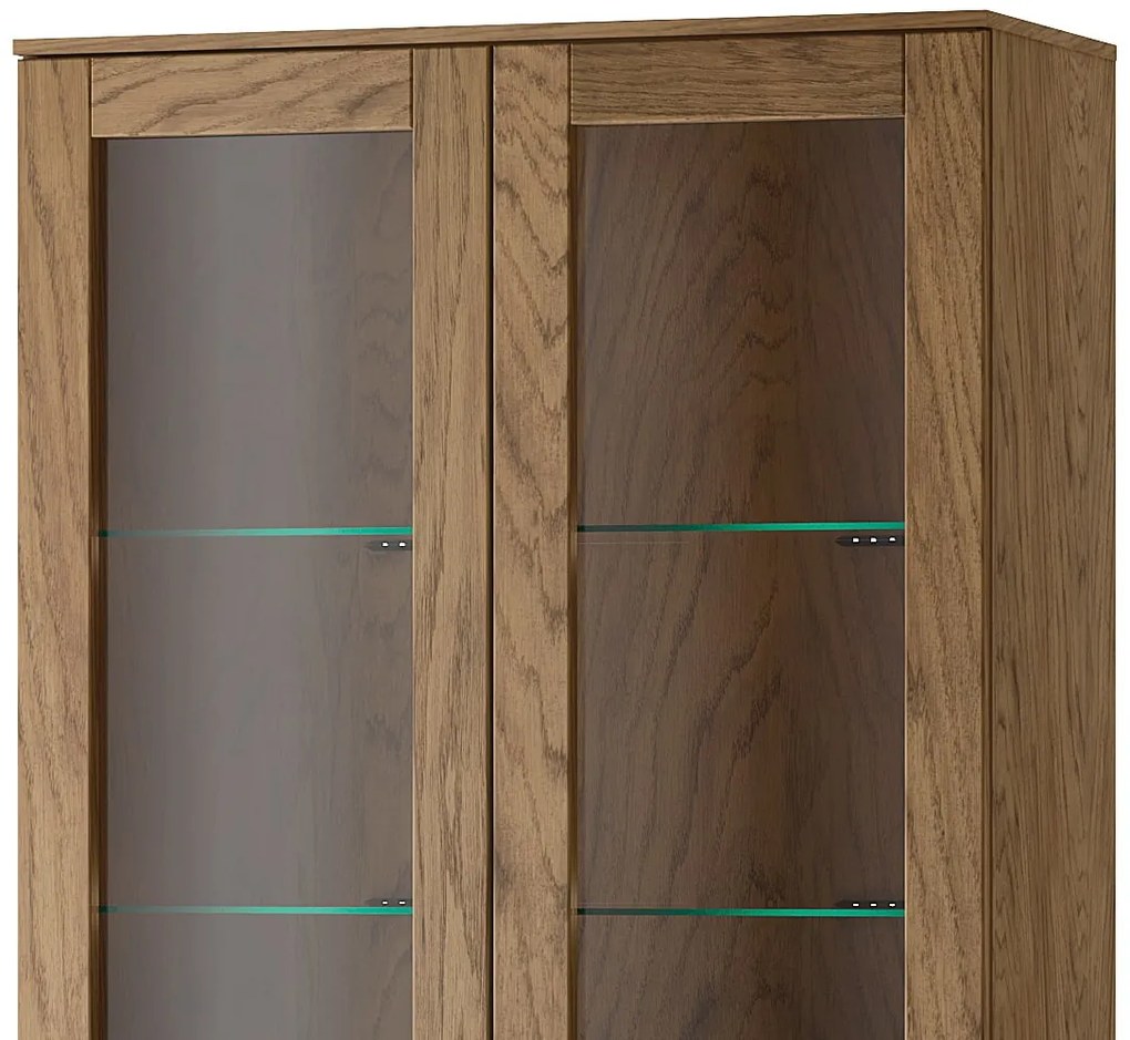 Vitrína Cozy 12 z masivu s LED osvětlením 95 cm dub Rustikal