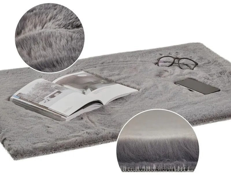Kusový koberec RABBIT DELUXE - šedý - imitácia králičie kožušiny