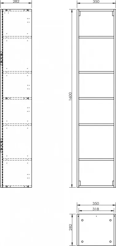 Mexen Box-A, vysoká kúpeľňová skrinka 35x44,2x160 cm, orech, 91AX1-1600-300-1-86
