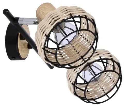 Bodové svietidlo TAJGA 2xE14/40W/230V ratan/čierna