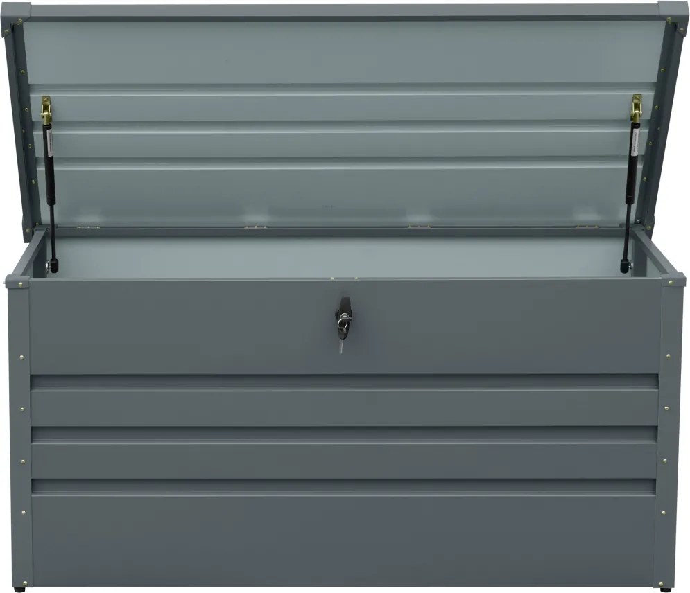 Kovový záhradný úložný box BestBerg ZBK-400A / 400 l / 132 x 62 x 62 cm / šedá
