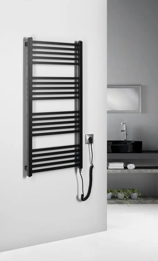 Sapho Sapho, METRO-E elektrické vykurovacie teleso, rovné, 500x1060 mm, 400 W, čierna matná, ME410B