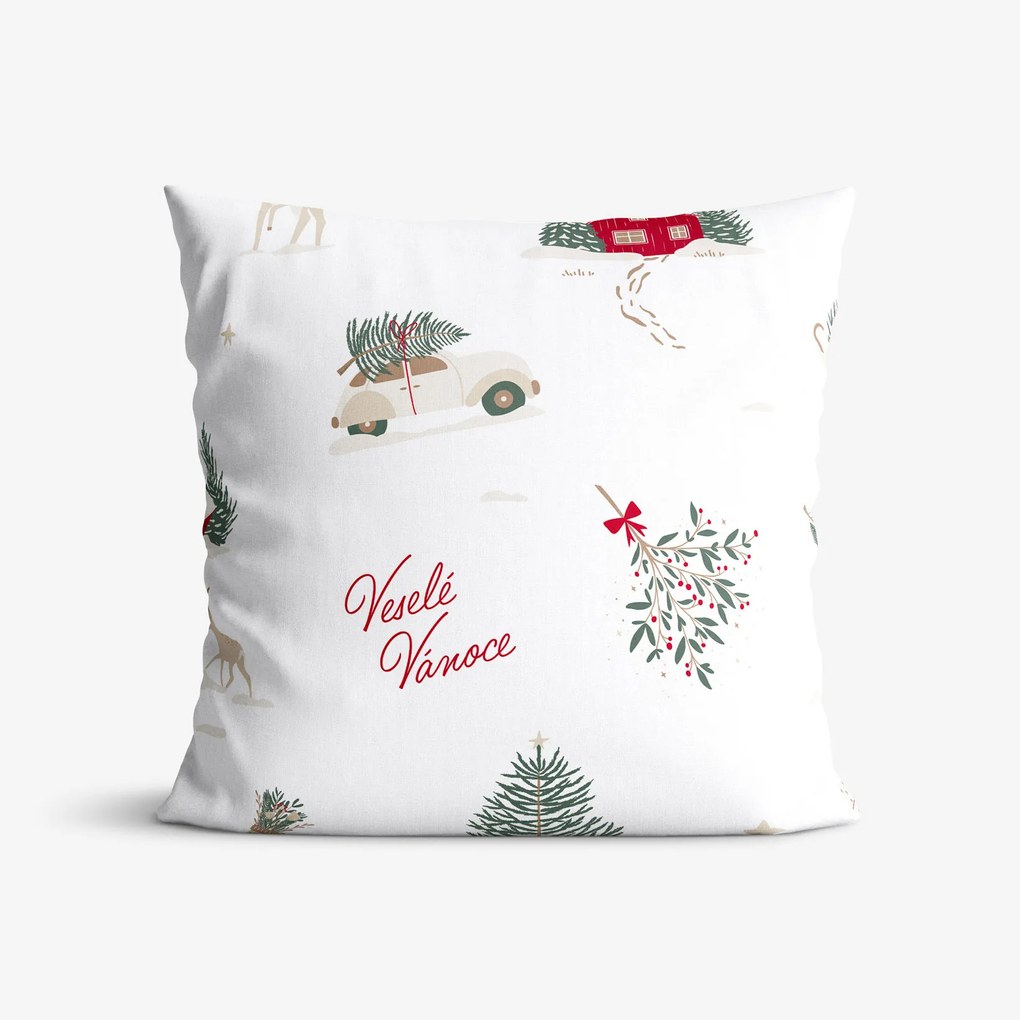 Goldea vianočná bavlnená obliečka na vankúš - české vianoce 50 x 60 cm