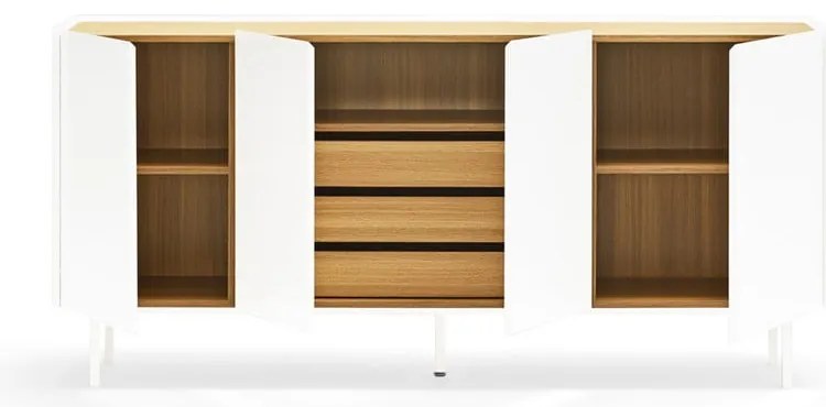 Biela/v prírodnej farbe nízka komoda v dekore duba 165x78 cm Arista – Teulat