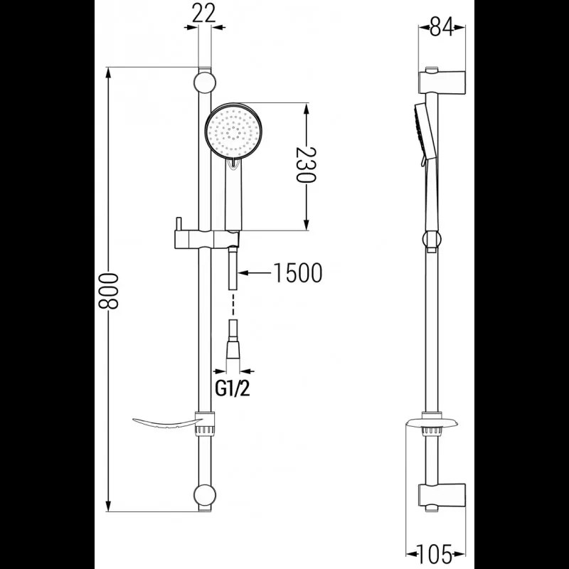 Mexen Kama DS75 sprchová sada, čierna - 72504DS75-70