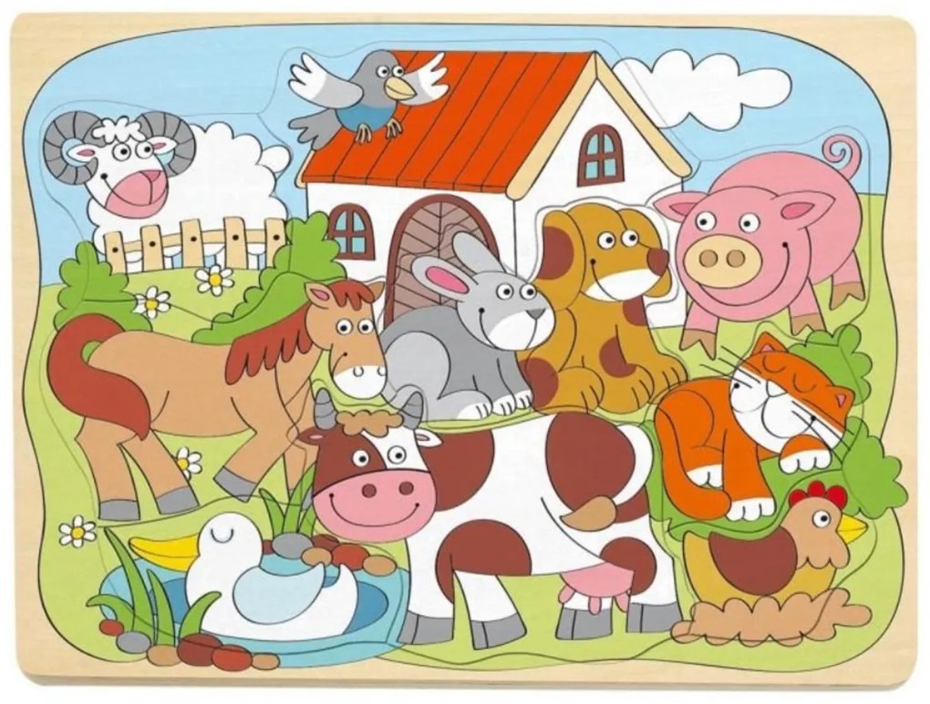 Woody Náučné drevené puzzle - Farma
