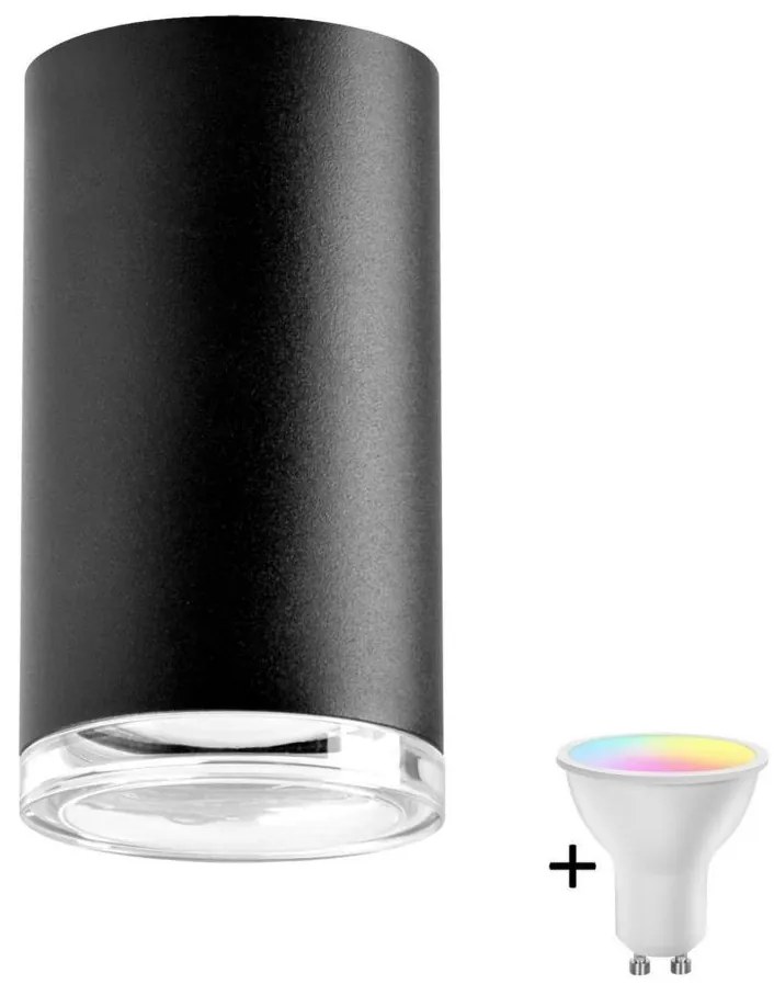 Polux LED RGBW stmievateľné kúpeľňové bodové svietidlo TURYN 1xGU10/6,5W/230V IP44 čierne LEDSA1885