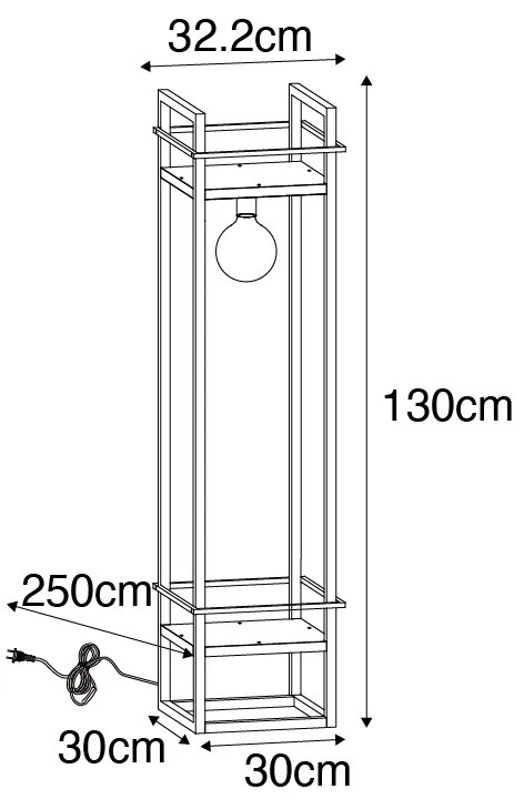 Priemyselná stojaca lampa čierna - Cage Rack