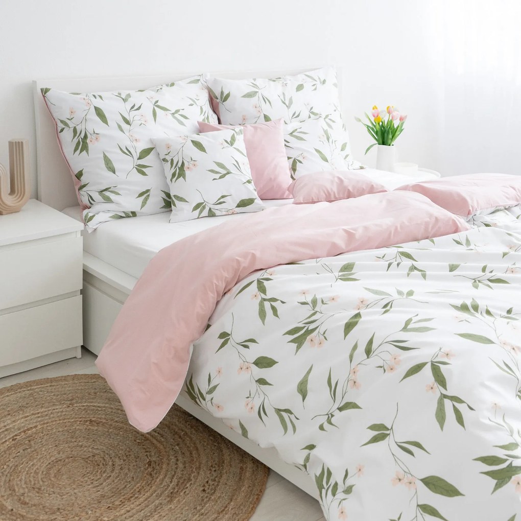 Goldea bavlnené posteľné obliečky duo - vôňa jazmínu s púdrovo ružovou 200 x 200 a 2ks 70 x 90 cm