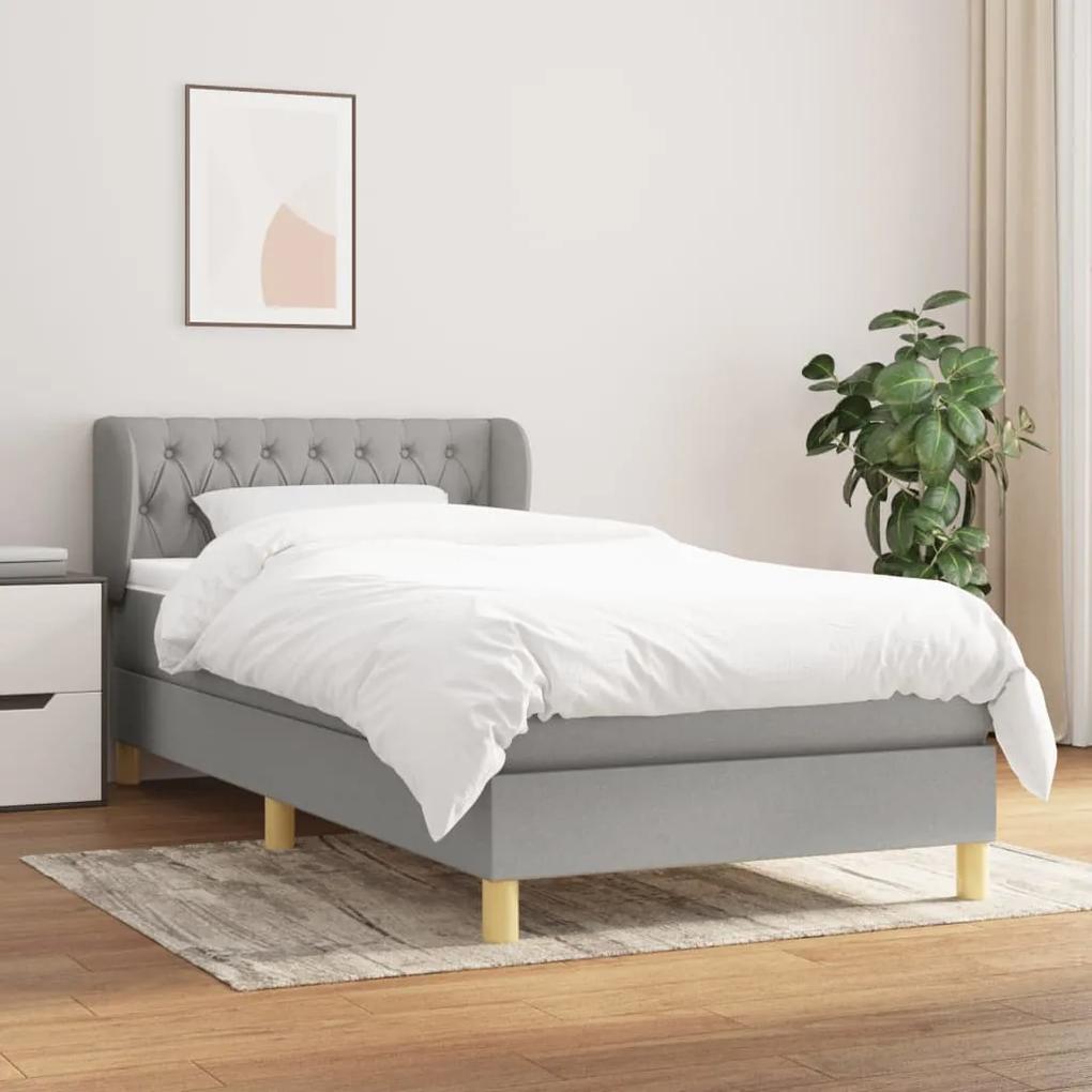 Boxspring posteľ s matracom bledosivý 100x200 cm látka 3127021