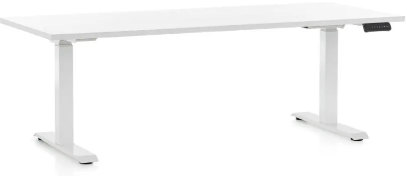 Výškovo nastaviteľný stôl OfficeTech C, 180 x 80 cm, biela podnož, biela