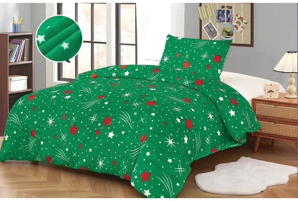 Mikroplyšové obliečky NIGHT SKY zelené Rozmer obliečky: 70 x 90 cm | 140 x 200 cm