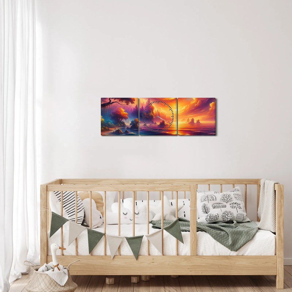 Obraz - Magický svet (s hodinami) (90x30 cm)