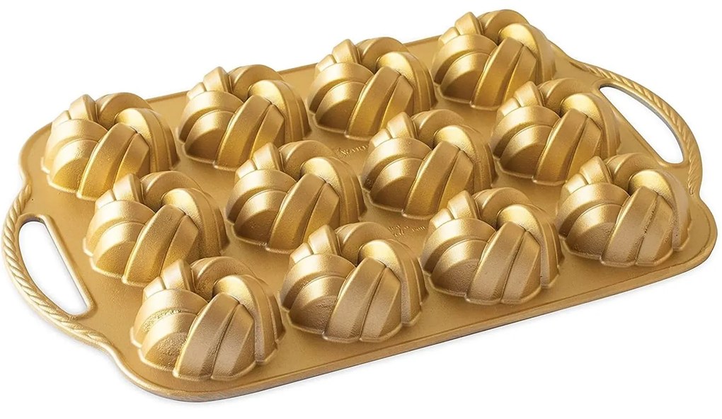 Nordic Ware Forma na 12 báboviček Anniversary 75th Propletené zlatá 0,85 l