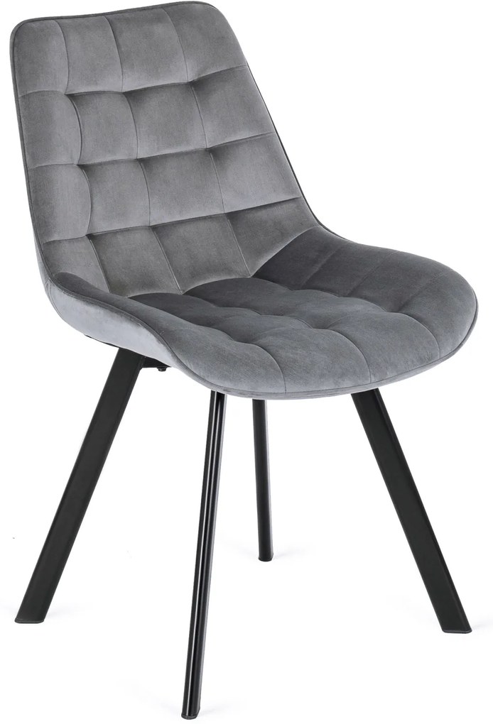 Jedálenská stolička RICK so zamatovým poťahom, sivá
