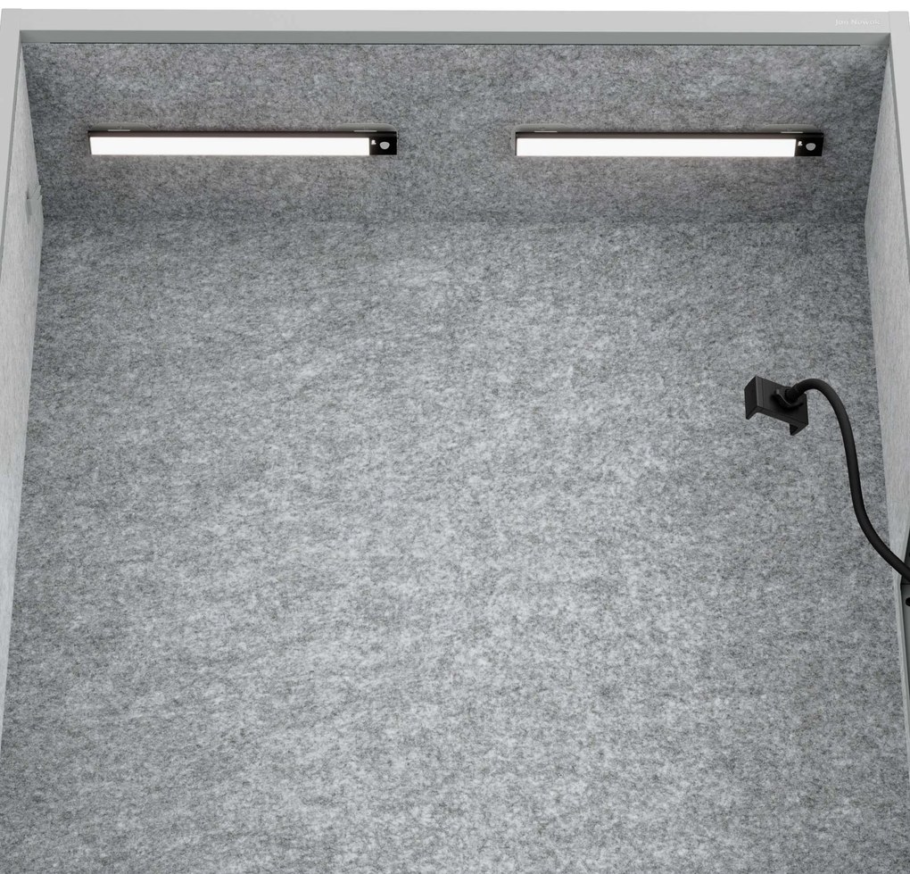 Kancelárska akustická kabína so sedadlom a portom USB-C, telo v sivý / sedák sivá v zelenej farbe, 1150 mm: SALLY MentalBox
