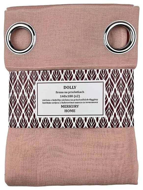 Záclona na priechodkách Dolly polyester svetloružová 140x180 (x2) Merkury Home