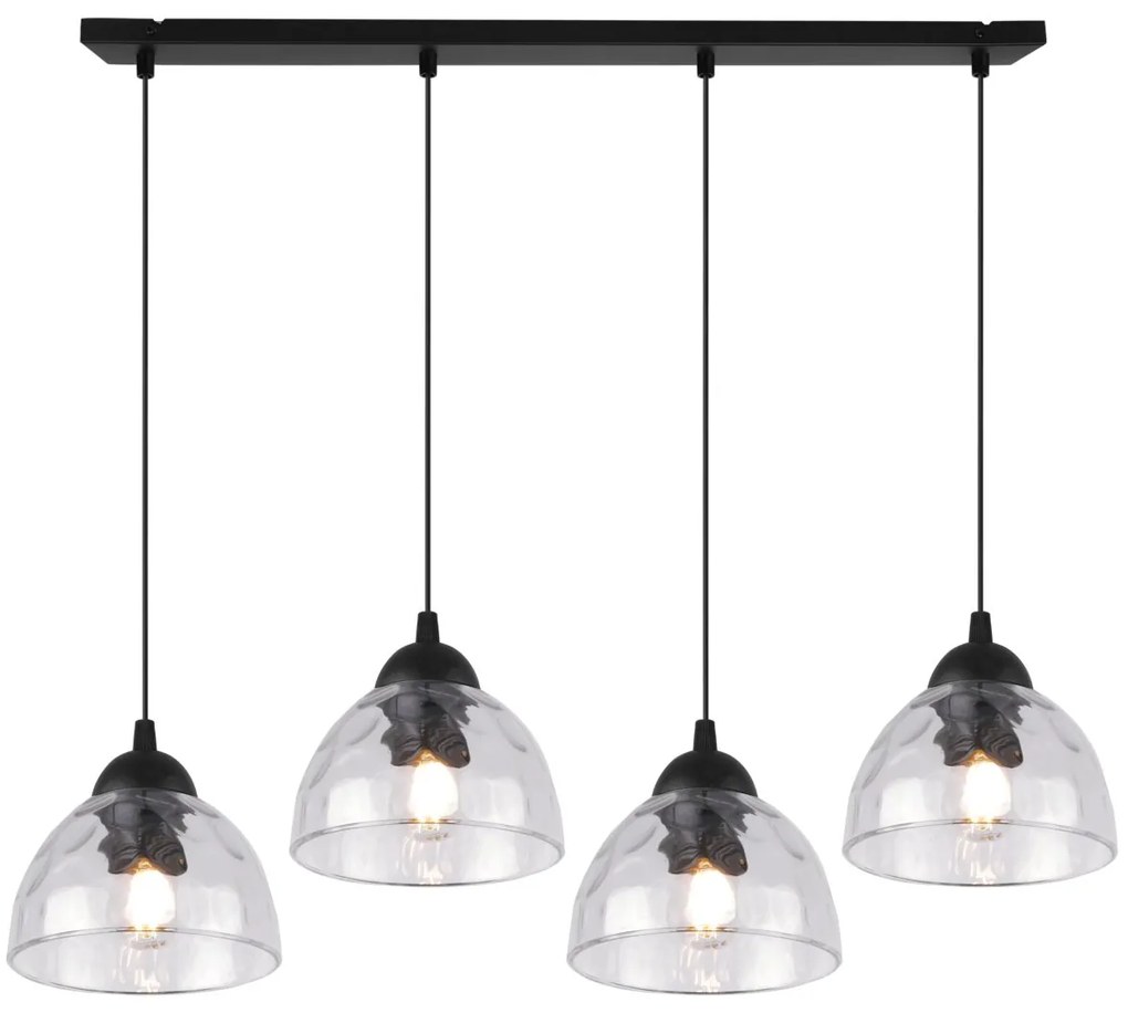 Závesné svietidlo Venice, 4x číre sklenené tienidlo