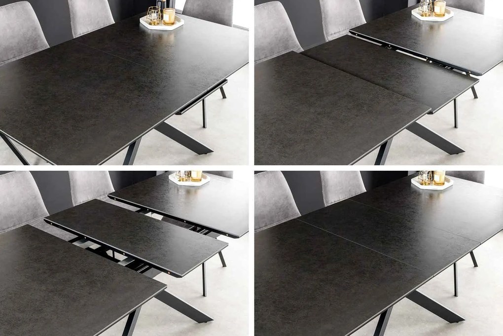 Rozťahovací keramický stôl Halia 160-200 cm mramor antracit