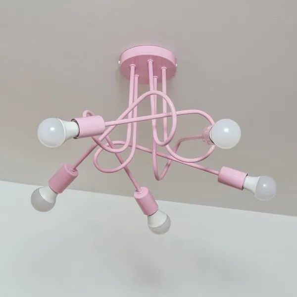 Prisadený luster OXFORD 5xE27/15W/230V ružový