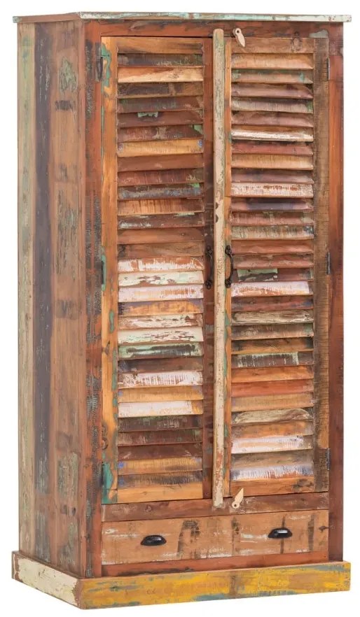 furniture-nabytek.cz - Masívna šatní skriňa Wakefield z recyklovaného dreva, lakovaná, viacfarebná – 90×60×180 cm