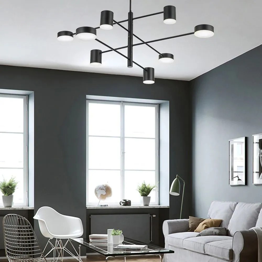 Toolight Toolight, LED stropné svietidlo s 8 ramenami 75x124 cm APP598-8C, čierna, OSW-08566