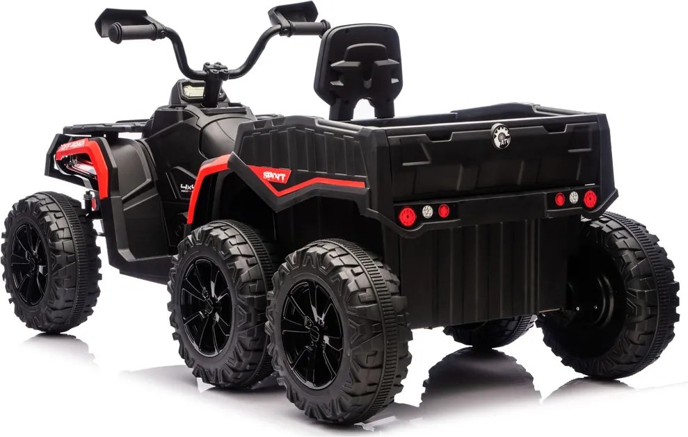 LEAN CARS Štvorkolka na batérie ATV 6 kolies s prívesom JC606 24V 4x4 červená