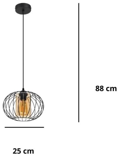 Luster na lanku CORRINI 1xE27/60W/230V pr. 25 cm čierna/béžová