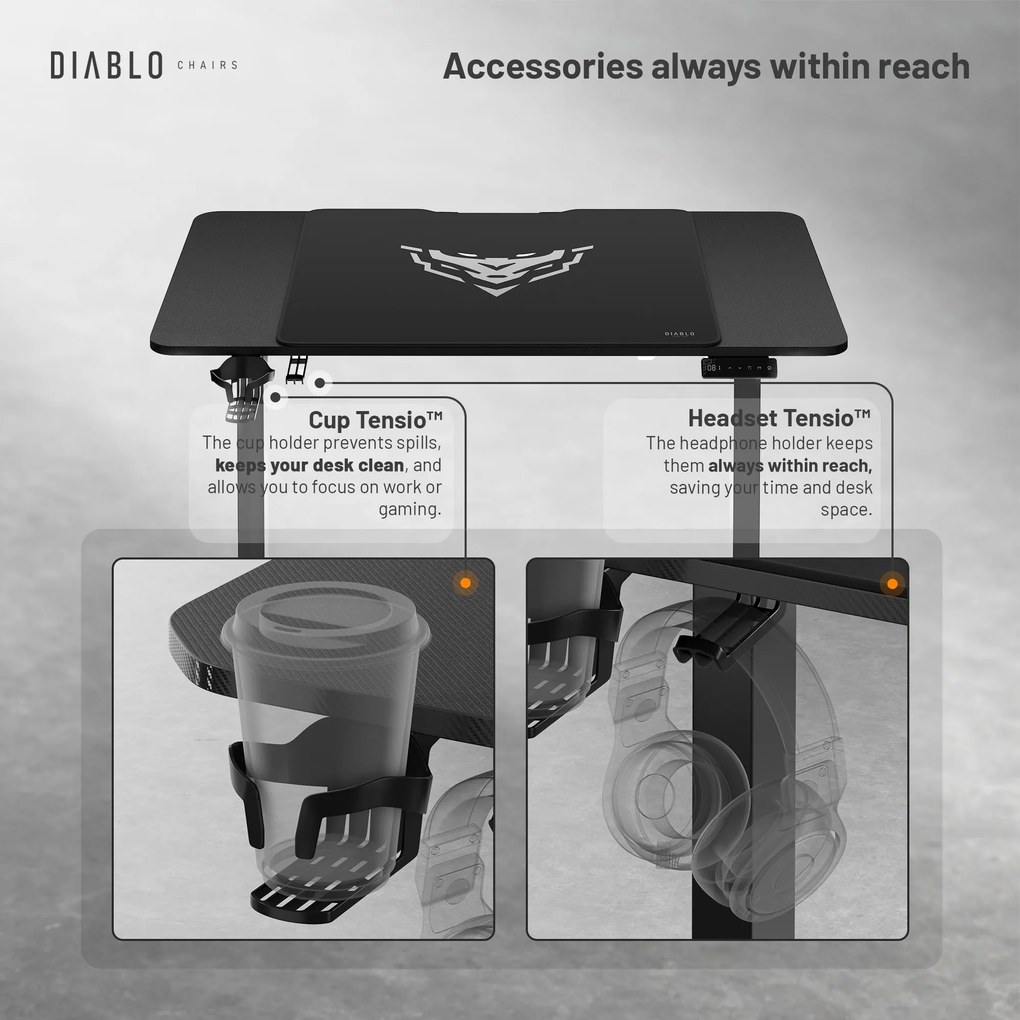 Výškovo nastaviteľný stôl Diablo X-Tensio 1100 čierny