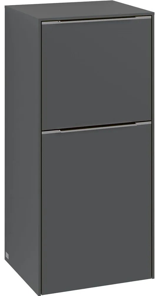 VILLEROY & BOCH Subway 3.0 závesná bočná skrinka nízka, 1 dvierka + 1 zásuvka, pánty vľavo, 400 x 362 x 860 mm, Graphite, C59402VR