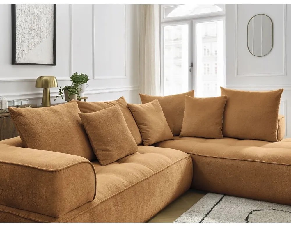 Ženilková rohová pohovka v horčicovej farbe (ľavý roh/do L) Whesley – Bobochic Paris
