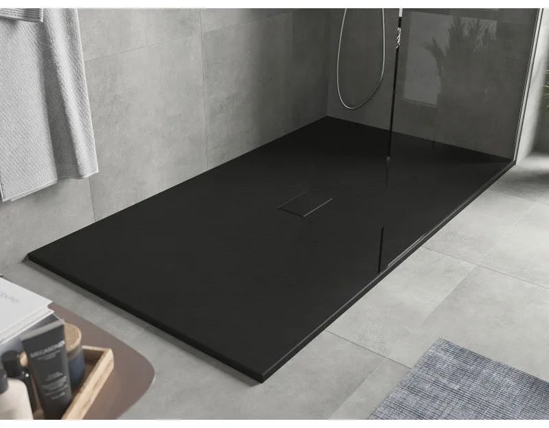 Mexen Hugo, SMC obdĺžniková sprchová vanička 170 x 100 cm, čierna matná, 42701017