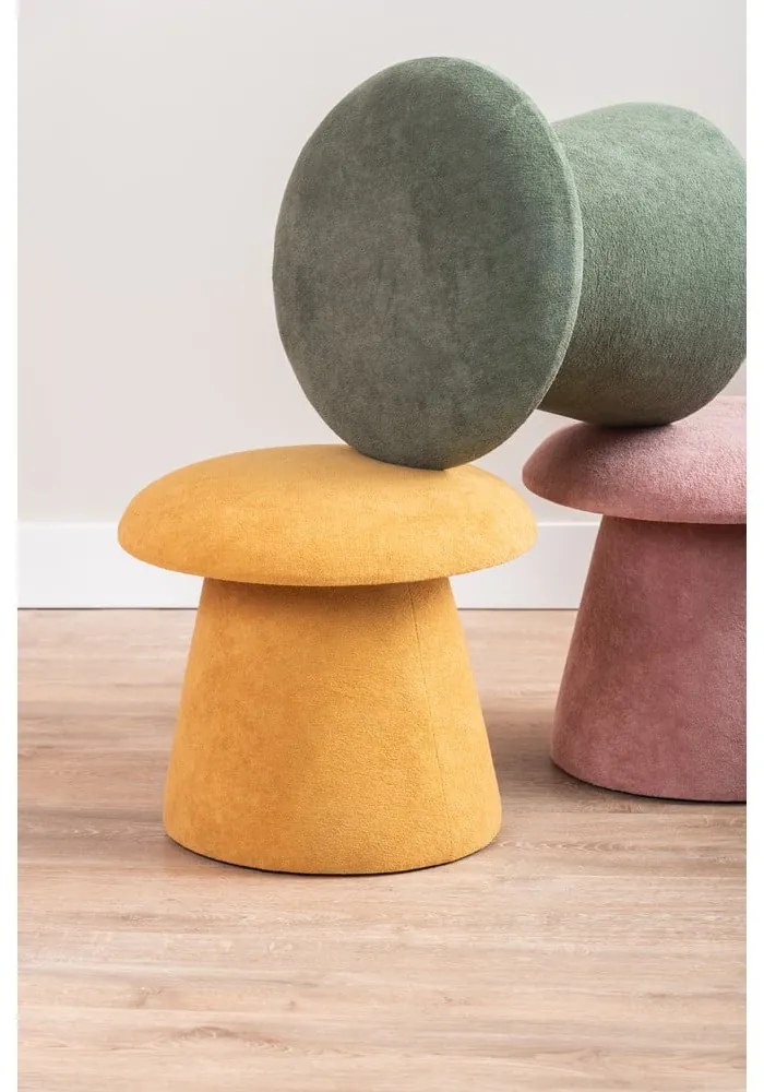 Svetloružový zamatový taburet Mushroom – Leitmotiv