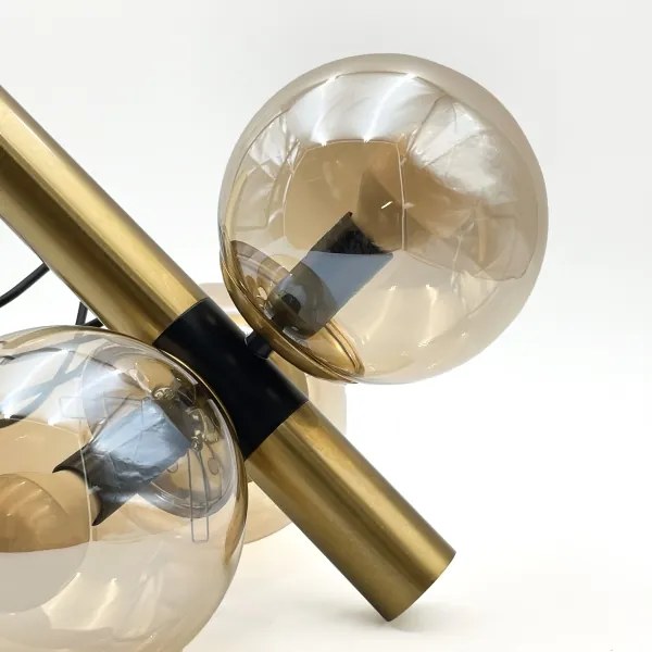 Luster na lanku ROLLO 3xE14/5W/230V zlatá/dymová béžová