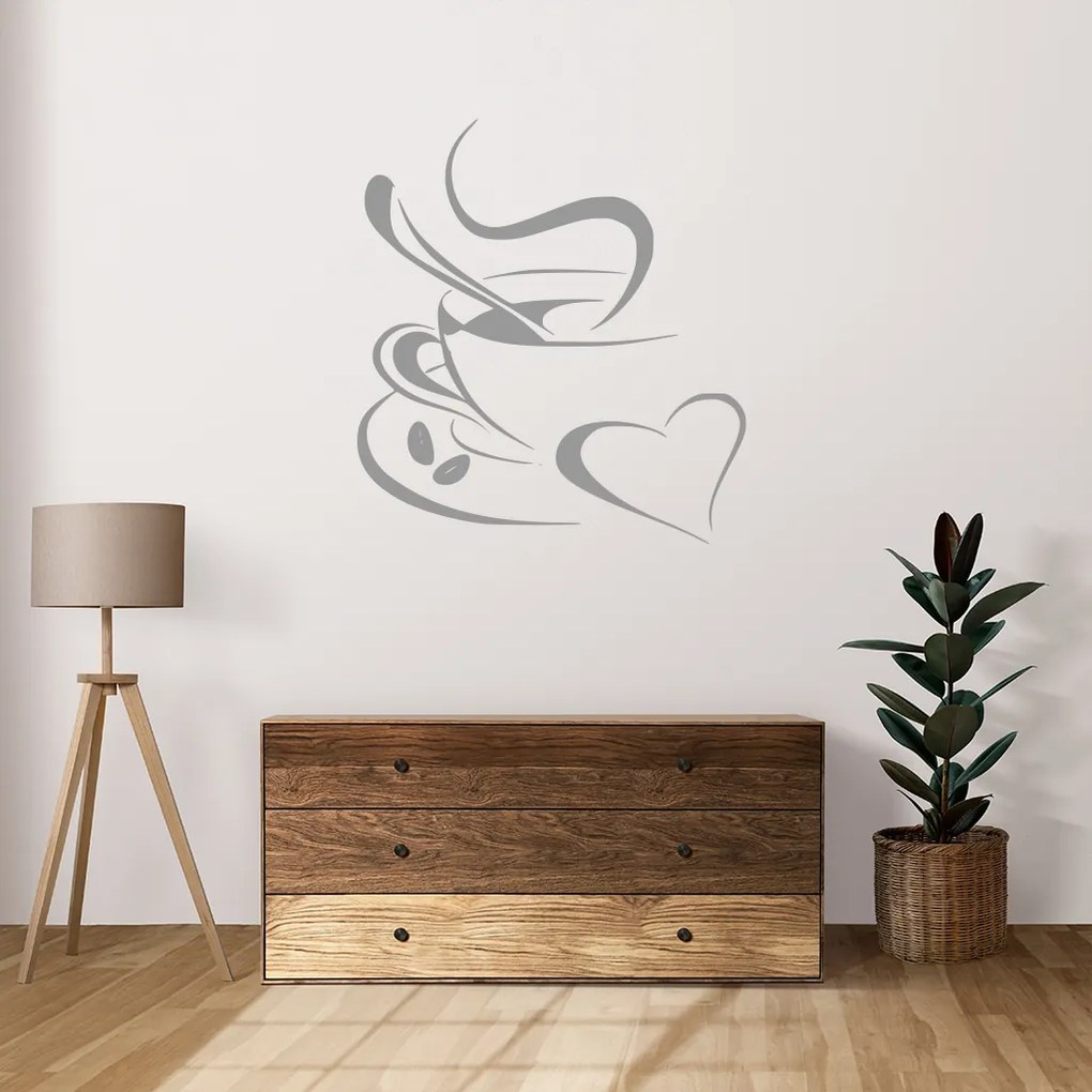 Veselá Stena Samolepka Láska ku káve Farba: hnědá, Veľkosť: 60 x 54 cm