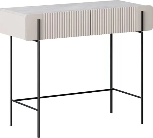 Toaletný stolík so zásuvkami Malmi 100 cm - kašmír / crema bianca / čierne nožičky