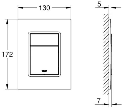 GROHE 37535000 - Splachovacie tlačidlo SKATE COSMOPOLITAN S 130 × 172 mm chróm