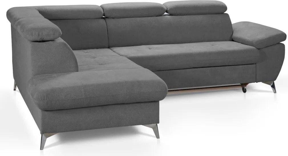 Rohová sedacia súprava Gisele, stredne šedá látka, ľavý roh