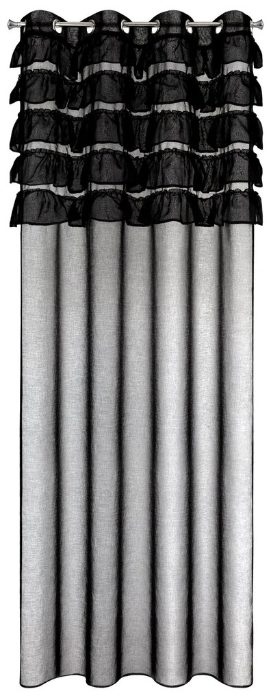 ZÁCLONA NA KRÚŽKOCH AURA 140X250 CM ČIERNA