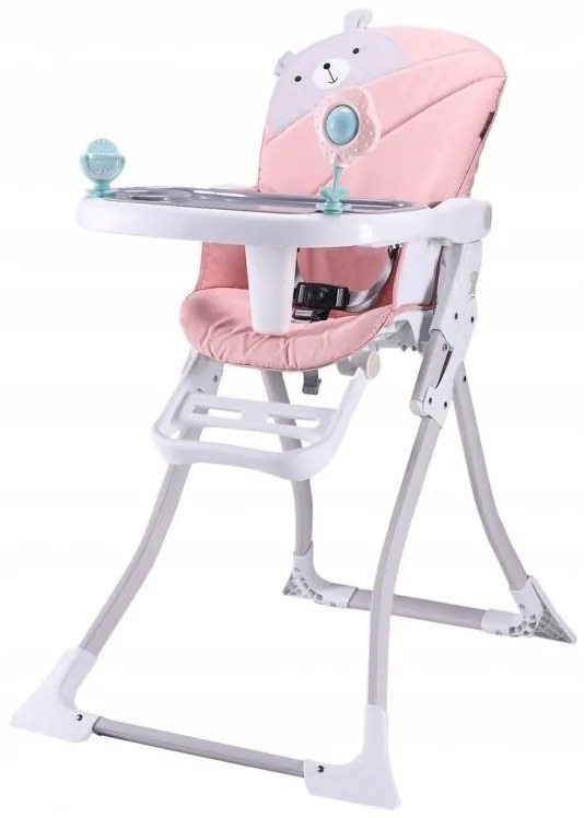 Detská jedálenská stolička Teddy bielo-ružová