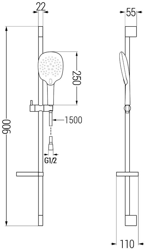 Mexen sprchový set DS22, chróm, 785224583-00