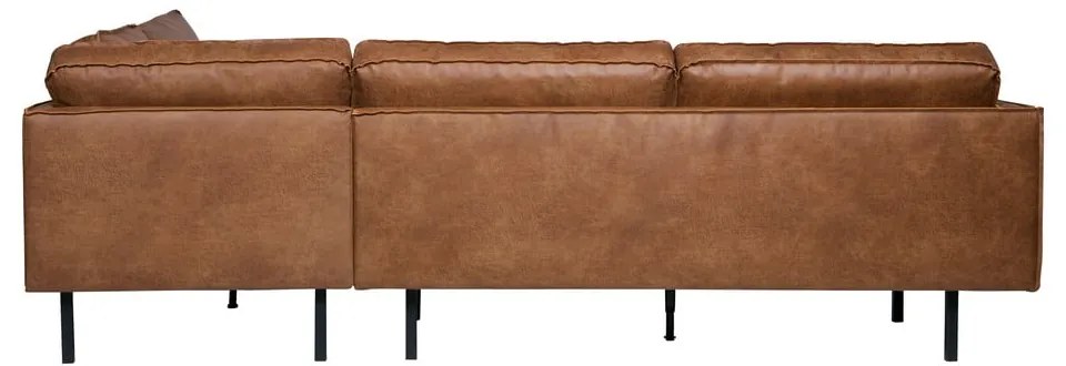 Hnedá rohová pohovka z imitácie kože (pravý roh/do L) Rodeo – WOOOD