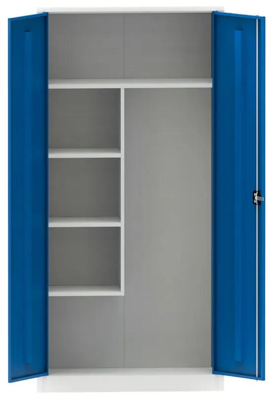 Kovona Viacúčelová kovová skriňa, 4 police, 1950 x 950 x 500 mm, modré dvere