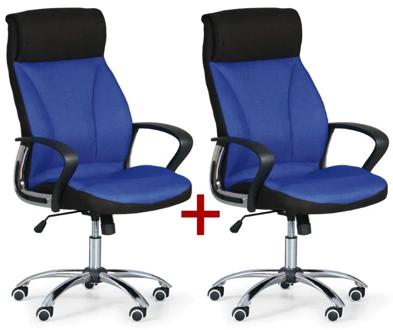 Kancelárske kreslo DERRY TEX 1+1 ZADARMO, modrá