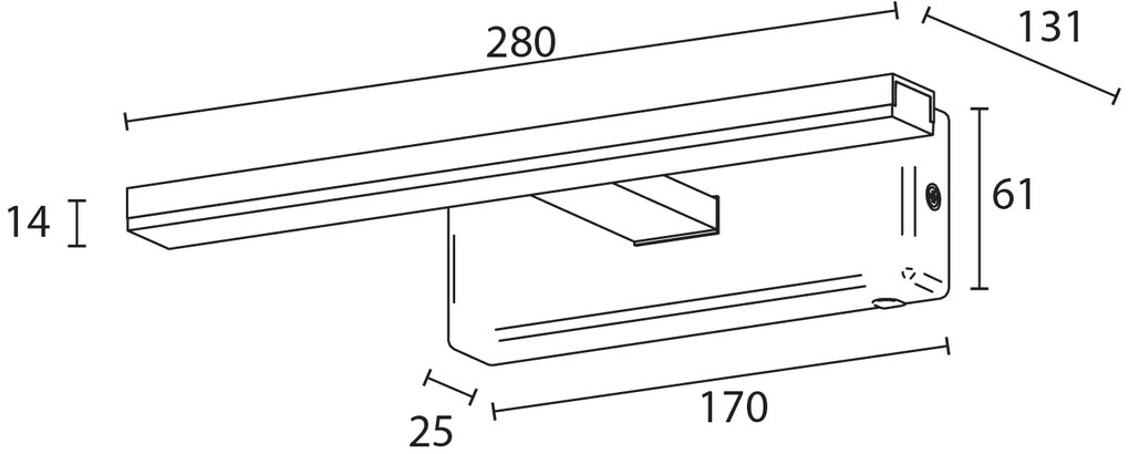 Sapho Sapho, ESTHER LED svietidlo, 6 W, 280x62x131 mm, IP44, chróm, E26374CI
