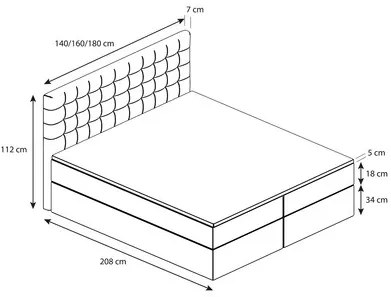 Čalúnená posteľ BARI sivá rozmer 140x200 cm