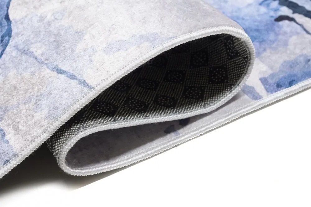 Jednoduchý bielo-modrý koberec s abstraktným vzorom Šírka: 80 cm | Dĺžka: 150 cm