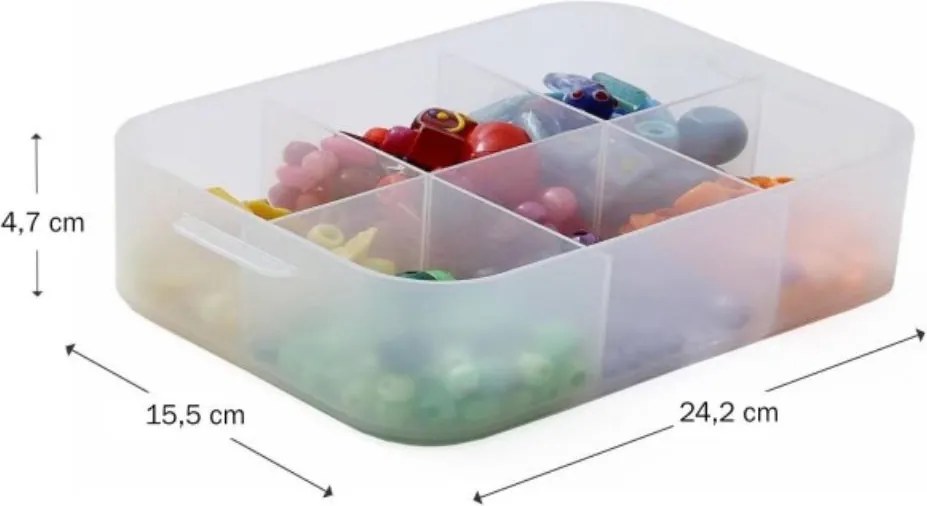 Plastový úložný organizér Pure Box A5 s priehradkami, mliečny